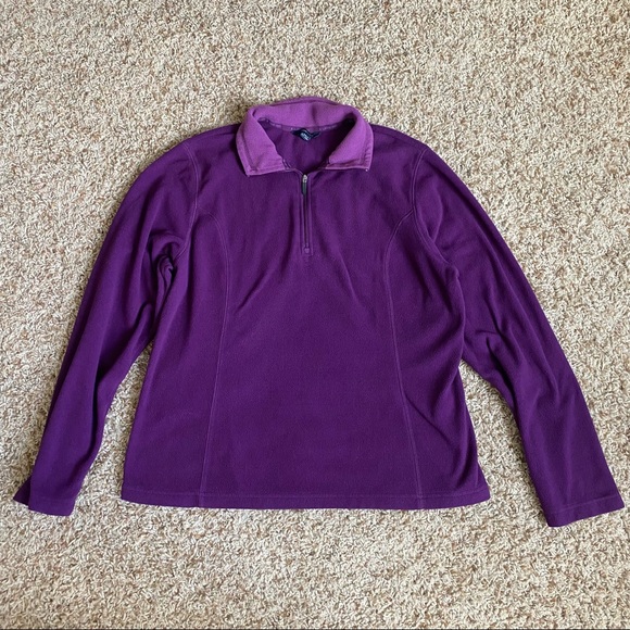 Lands End Purple Quarter Zip Fleece Pullover Thermacheck - Picture 3 of 11
